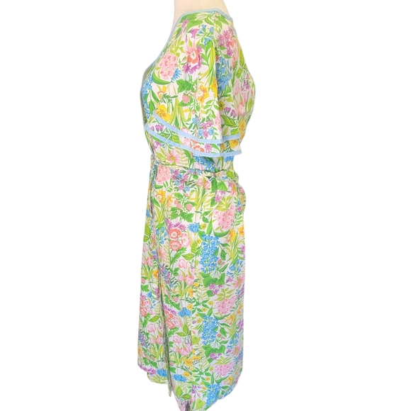 Vintage 40s/50s Floral Cotton Wrap Housedress Side Pocket L - Picture 5 of 9